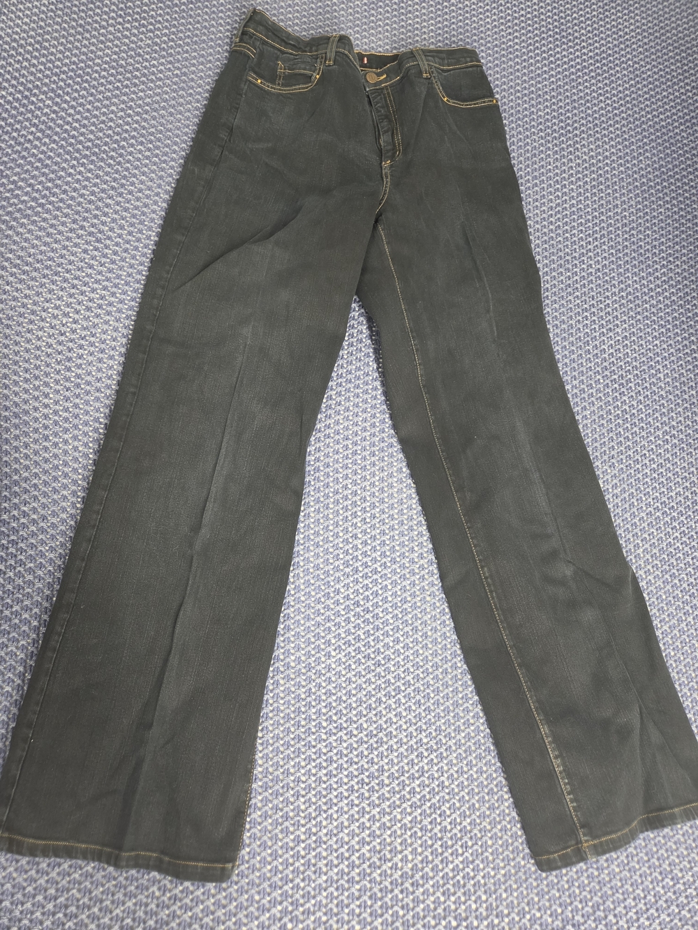 NYDJ Black Wide-Leg Jeans with Contrast Stitching Embellish #0060